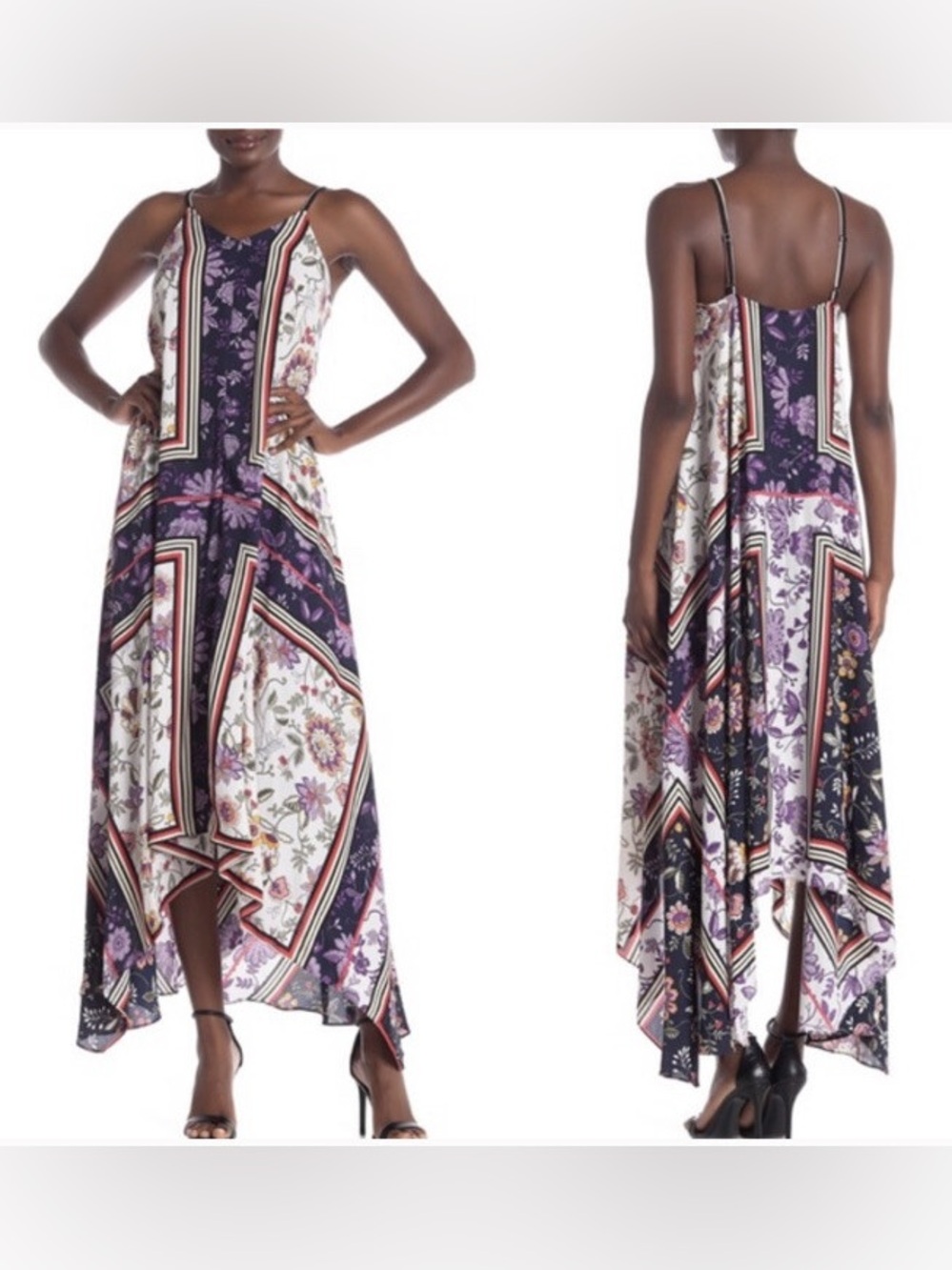 Nanette Lepore Purple Floral Asymmetrical Slip Dress